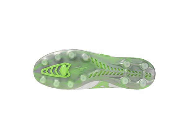 Morelia Neo IV ß Elite Vit/Grön 9,5 Ultralätt fotbollssko för gräs 