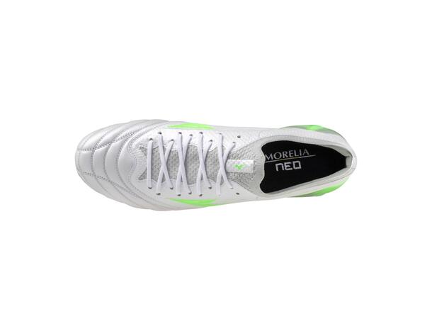 Morelia Neo IV ß Elite Vit/Grön 9,5 Ultralätt fotbollssko för gräs 